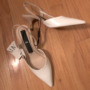 Zara white sling back heels